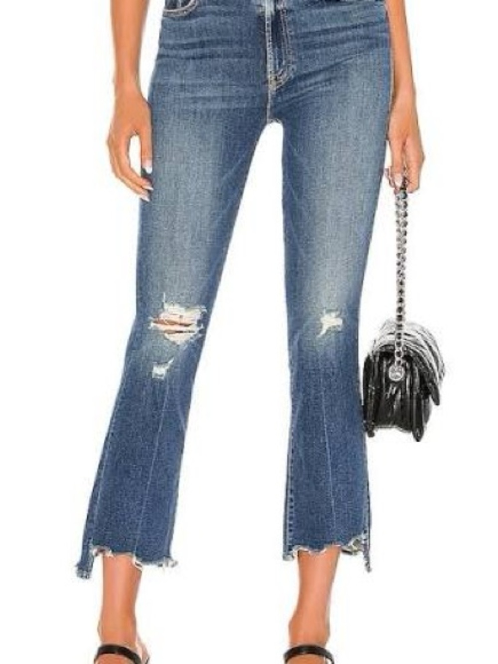 MOTHER The Insider Crop Step Chew Distressed Cropped Flare Jeans